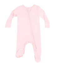 Load image into Gallery viewer, Solid Tickled Pink Two-Way Zip Footie
