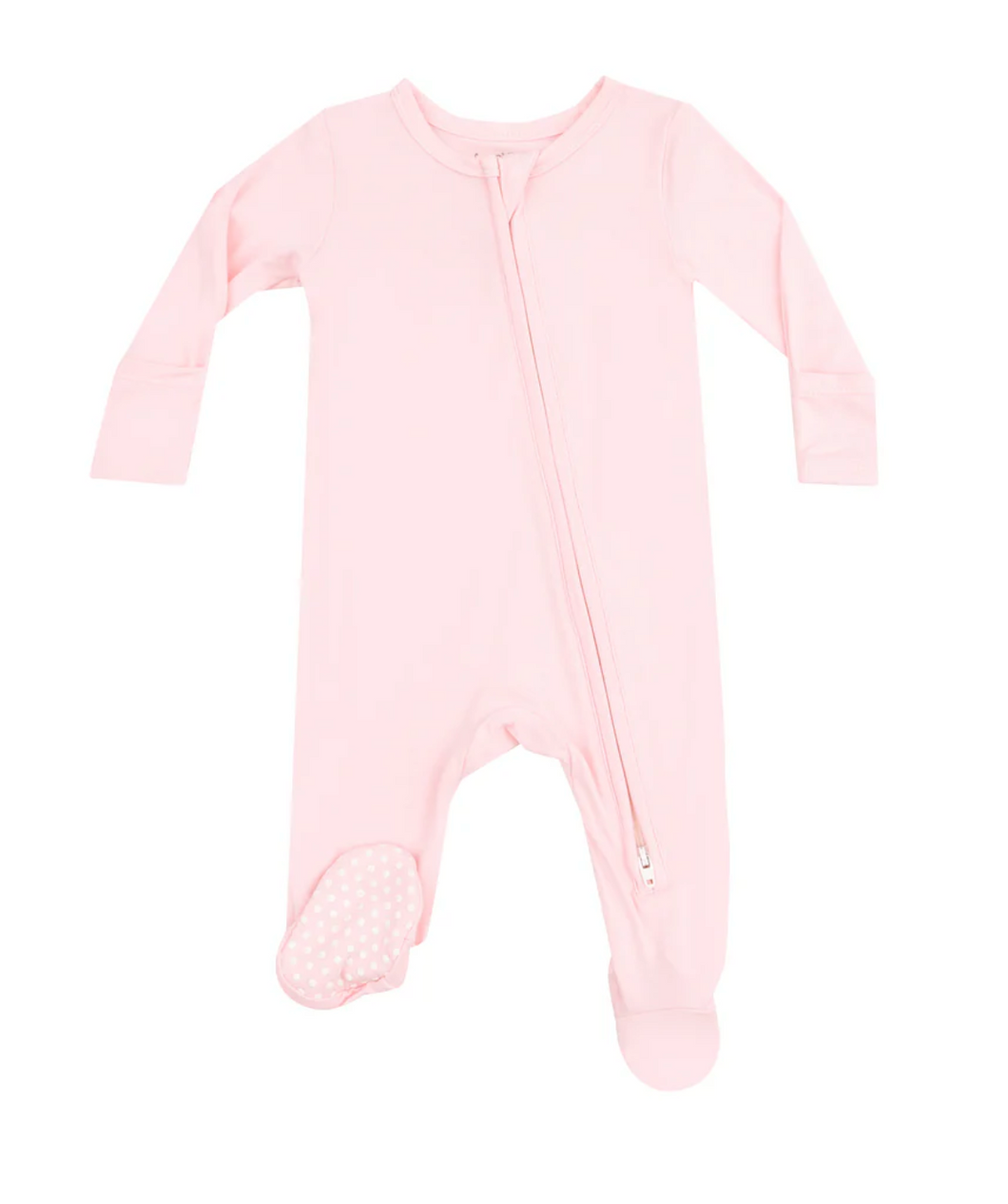 Solid Tickled Pink Two-Way Zip Footie