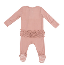 Load image into Gallery viewer, Mellow Rose Ruffle Two-Way Zip Footie

