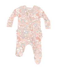 Load image into Gallery viewer, Folk Paisley Ruffle Two-Way Zip Footie
