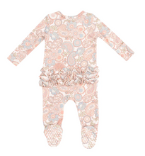 Load image into Gallery viewer, Folk Paisley Ruffle Two-Way Zip Footie
