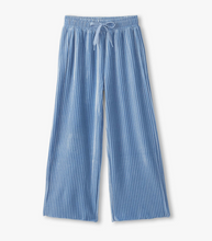 Load image into Gallery viewer, Cornflower Blue Pleated Wide Leg Velour Pant
