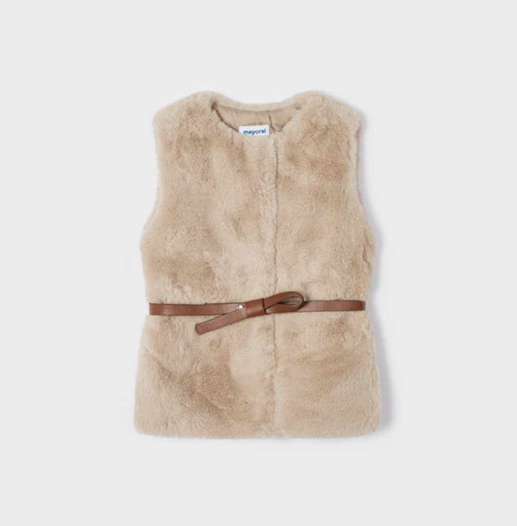 Belted Faux Fur Vest