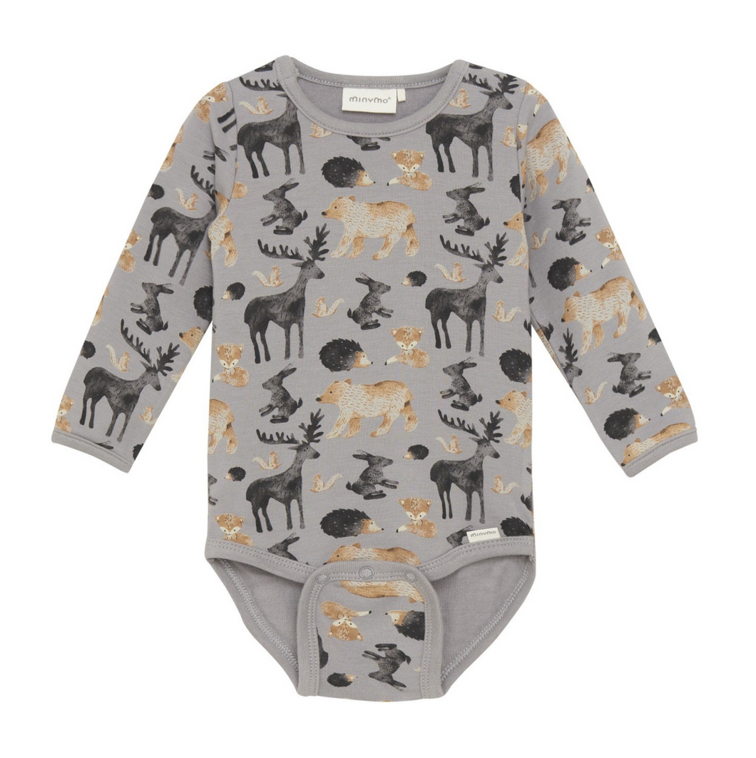 Charcoal Woodsy Long Sleeve Onesie