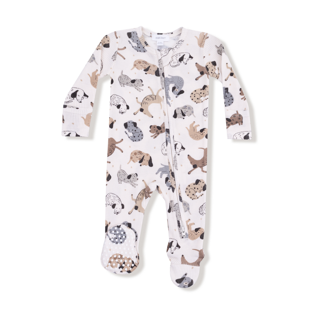 Cozy Pups Waffle 2-Way Zip Footie