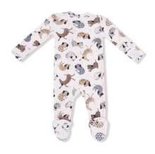 Load image into Gallery viewer, Cozy Pups Waffle 2-Way Zip Footie
