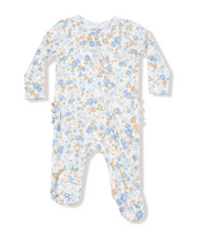 Load image into Gallery viewer, Sweet Rose Calico Ruffle Two-Way Zip Footie
