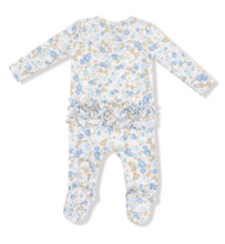 Load image into Gallery viewer, Sweet Rose Calico Ruffle Two-Way Zip Footie
