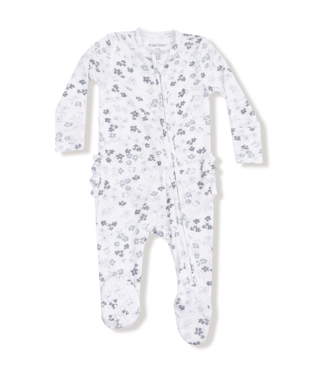 Caroline's Calico Ruffle Two-Way Zip Footie