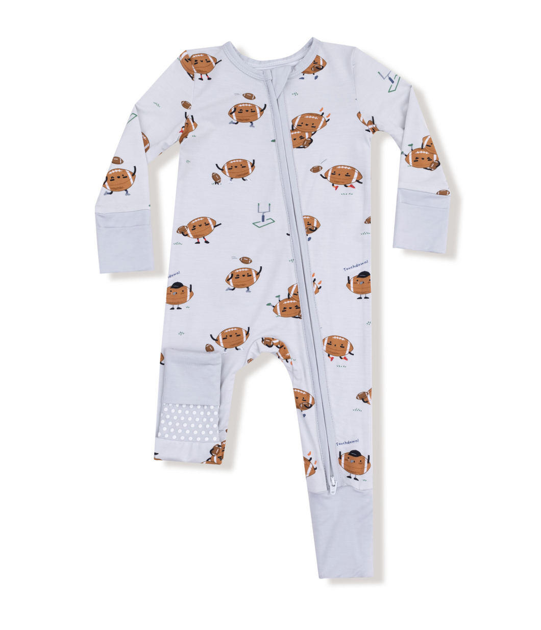 Footballs Playing Footballs 2-Way Zipper Romper