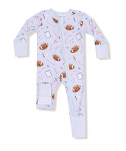 Load image into Gallery viewer, Touchdown Time Lavender 2-Way Zipper Romper
