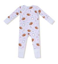 Load image into Gallery viewer, Touchdown Time Lavender 2-Way Zipper Romper
