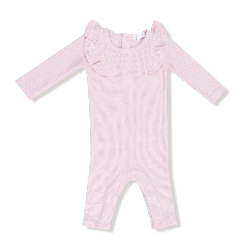 Veiled Pink Ruffled Romper