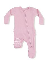 Load image into Gallery viewer, Cameo Waffle Ruffle Two-Way Zip Footie
