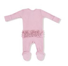 Load image into Gallery viewer, Cameo Waffle Ruffle Two-Way Zip Footie
