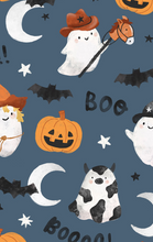 Load image into Gallery viewer, Glow In The Dark Costumed Ghosts 2-Way Zipper Romper
