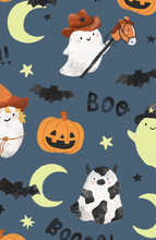 Load image into Gallery viewer, Glow In The Dark Costumed Ghosts 2-Way Zipper Romper
