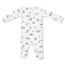 Load image into Gallery viewer, Little Farm Rib Two-Way Zip Footie
