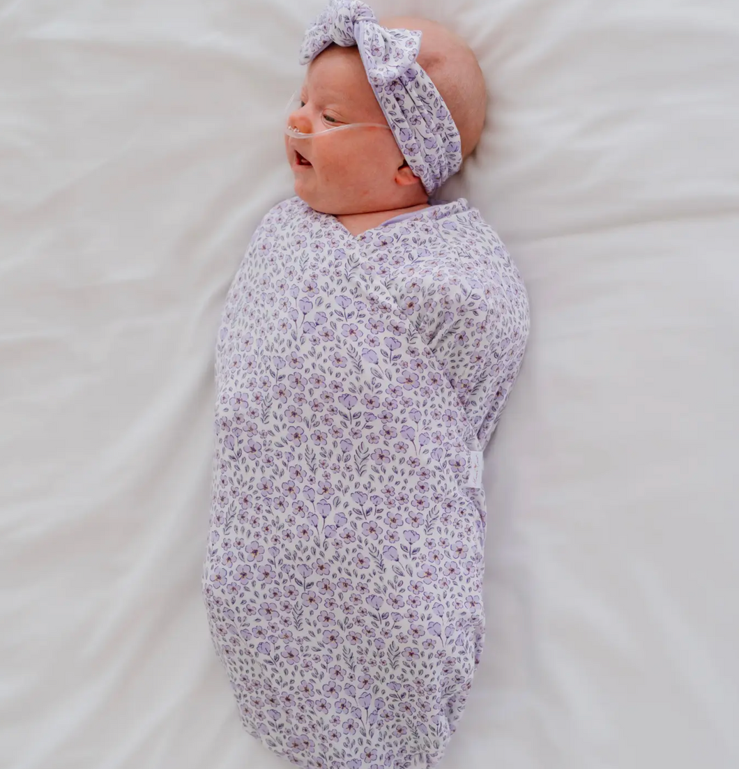 Cocoon Swaddle - Purple Posies