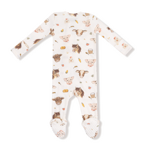 Load image into Gallery viewer, Vintage Baby Farm Animals Two-Way Zip Footie
