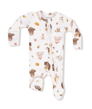 Load image into Gallery viewer, Vintage Baby Farm Animals Two-Way Zip Footie

