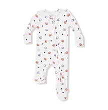 Load image into Gallery viewer, Footballs And Stars Two-Way Zip Footie
