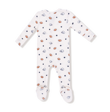 Load image into Gallery viewer, Footballs And Stars Two-Way Zip Footie
