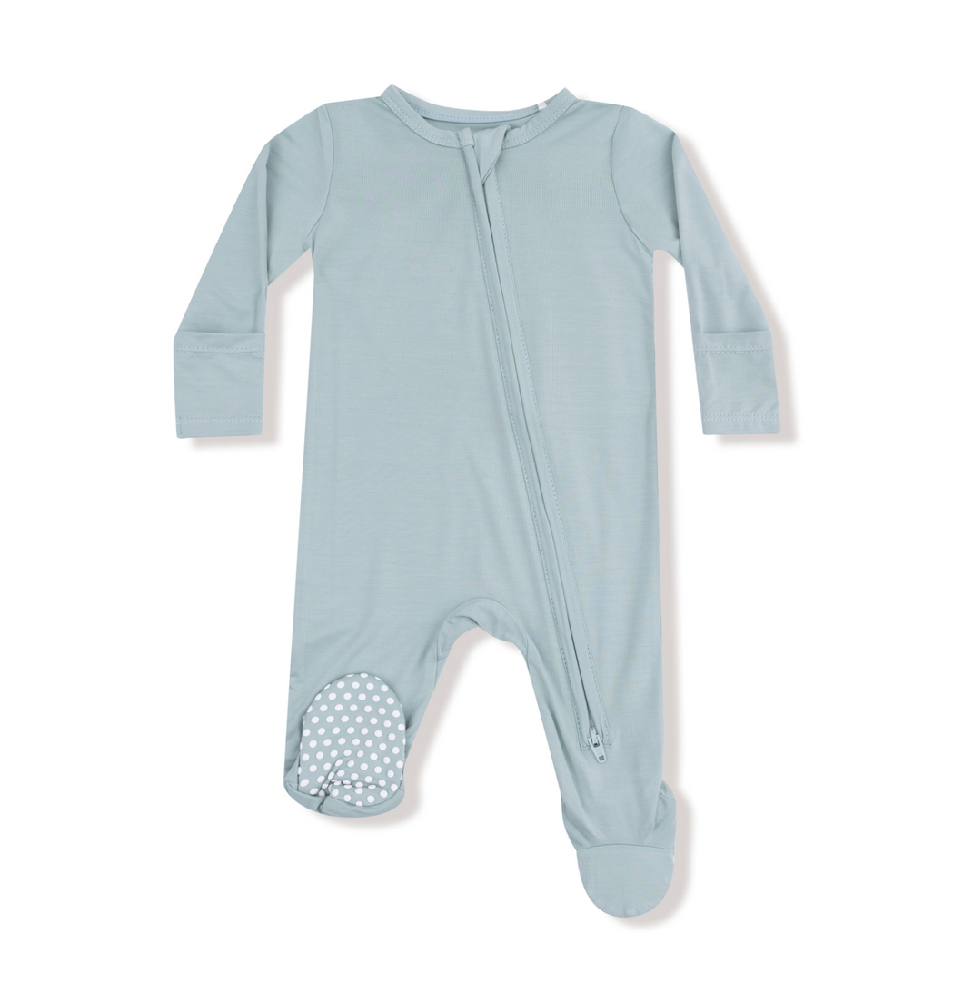 Jadeite Solid Two-Way Zip Footie