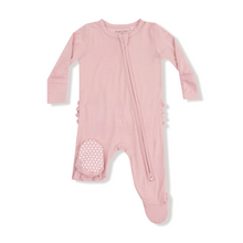 Load image into Gallery viewer, Mellow Rose Solid Ruffled 2-Way Zip Footie
