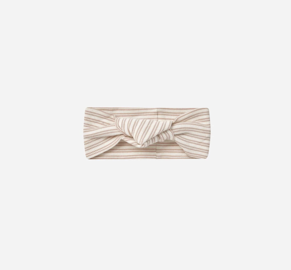 Oat Stripe Ribbed Knotted Headband