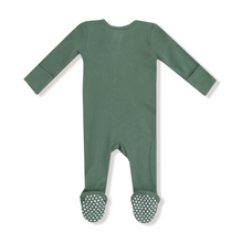 Load image into Gallery viewer, Dark Ivy Waffle Two-Way Zip Footie
