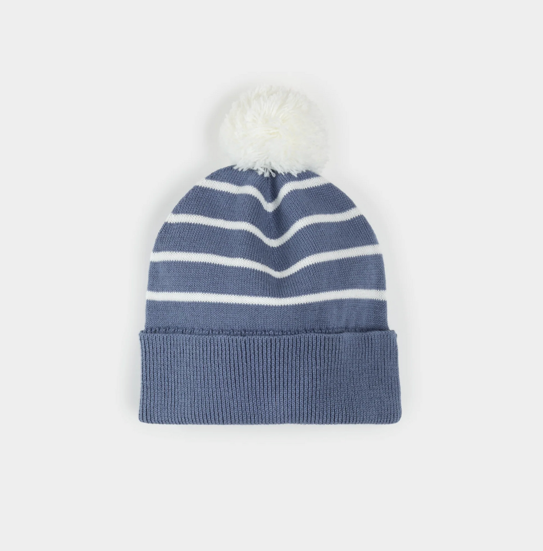 Denim Blue Striped Knit Hat