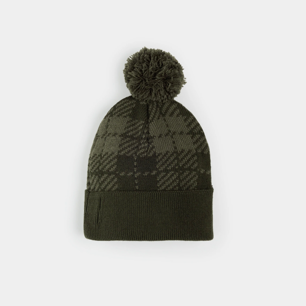 Forest Green Plaid Knit Hat