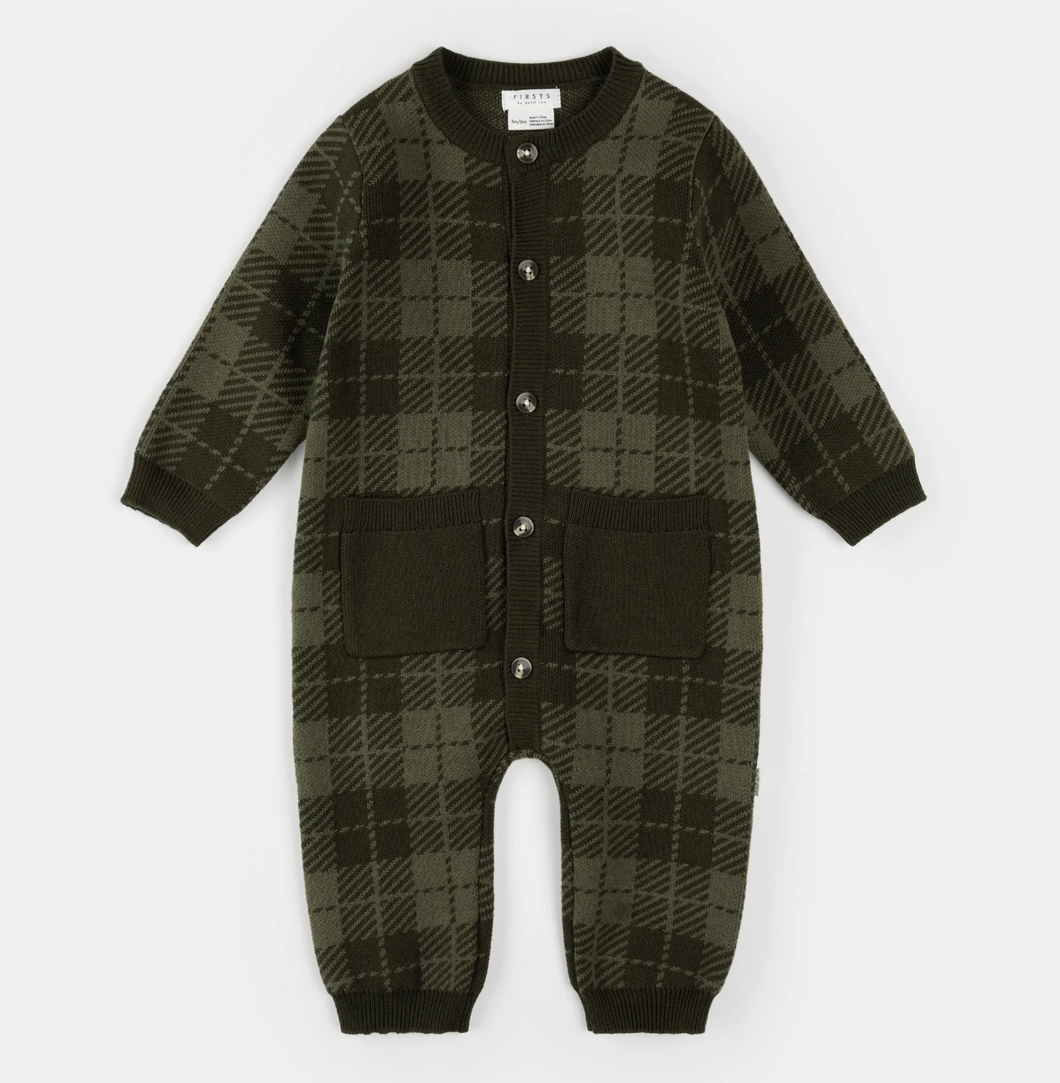 Forest Plaid Knit Coverall