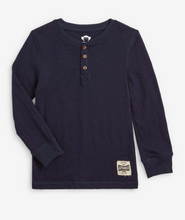 Load image into Gallery viewer, Navy Blue Thermal Henley
