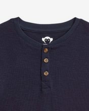 Load image into Gallery viewer, Navy Blue Thermal Henley
