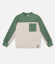 Load image into Gallery viewer, Green/Oat Color Block Brushed Jersey Top
