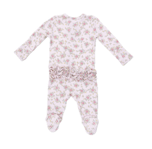 Load image into Gallery viewer, Edith's Rose Garden Ruffle Two-Way Zip Footie
