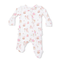 Load image into Gallery viewer, Easter Egg Hunt Pink Ruffle Two-Way Zip Footie

