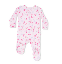 Load image into Gallery viewer, Sweet Bow Cherries Ruffle Two-Way Zip Footie
