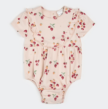 Load image into Gallery viewer, Strawberry Rib Knit Bubble Romper
