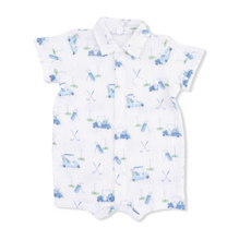 Load image into Gallery viewer, Golf Carts Blue Polo Shortie Romper
