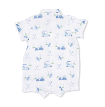 Load image into Gallery viewer, Golf Carts Blue Polo Shortie Romper
