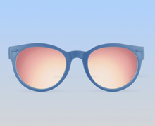 Load image into Gallery viewer, Cloudy Blue Round Sunglasses Mirrored Rose Gold

