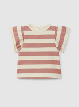 Load image into Gallery viewer, Dusty Plum Stripe Flutter Tee
