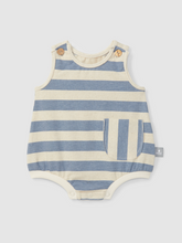 Load image into Gallery viewer, Dusty Blue Stripe Bubble Romper
