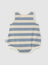 Load image into Gallery viewer, Dusty Blue Stripe Bubble Romper
