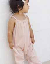 Load image into Gallery viewer, Melon Micro Stripe Smocked Jumpsuit
