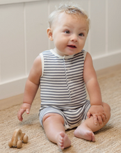 Load image into Gallery viewer, Ocean Stripe Ribbed Henley Romper
