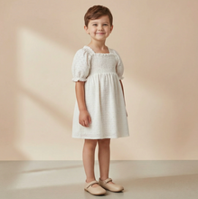 Load image into Gallery viewer, Ivory Eyelet Bubble Sleeve Dress
